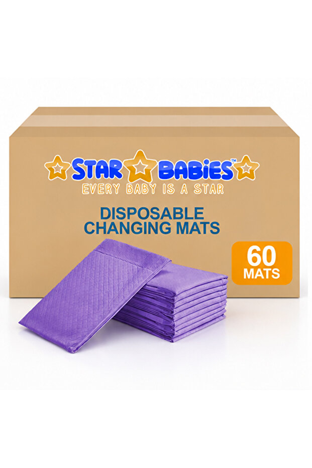 - Disposable Pack Of 60 Changing mats (45x60cm) Large, - Lavender