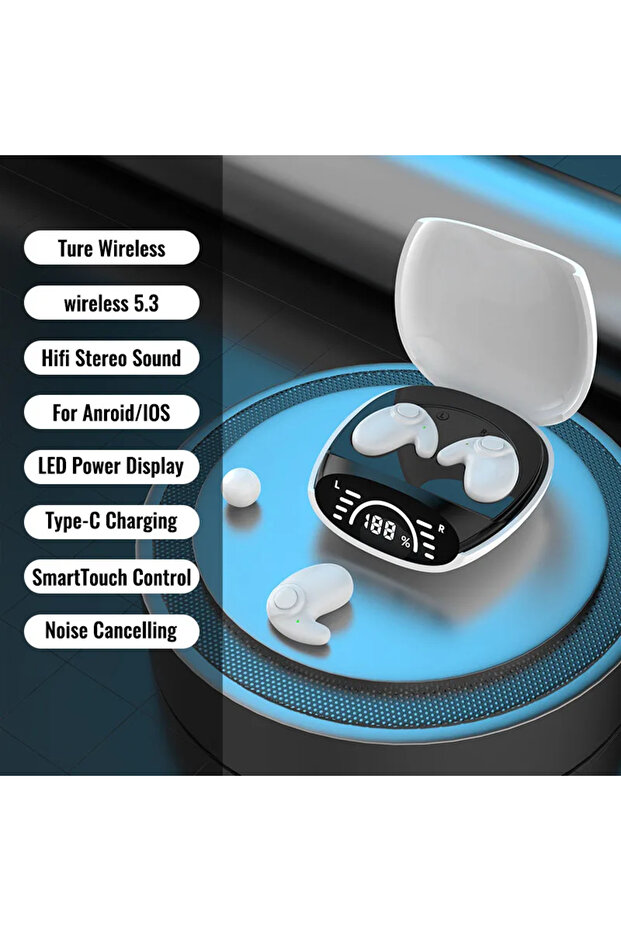 kebidumei White Invisible Sleep Earbuds Mini Wireless Earphones Bluetooth 5.3 Headphones HiFi Stereo