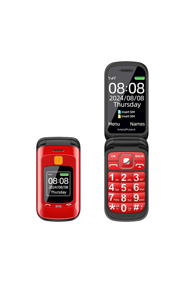 Standard B-F899 Red Dual Screen Flip Feature Phone for Seniors Big Button SOS Loud Speaker Large Fon