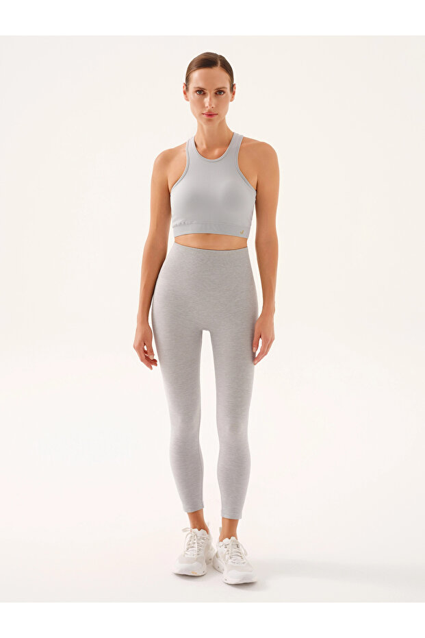 Palmi Melange Patterned High Waist Leggings Gray