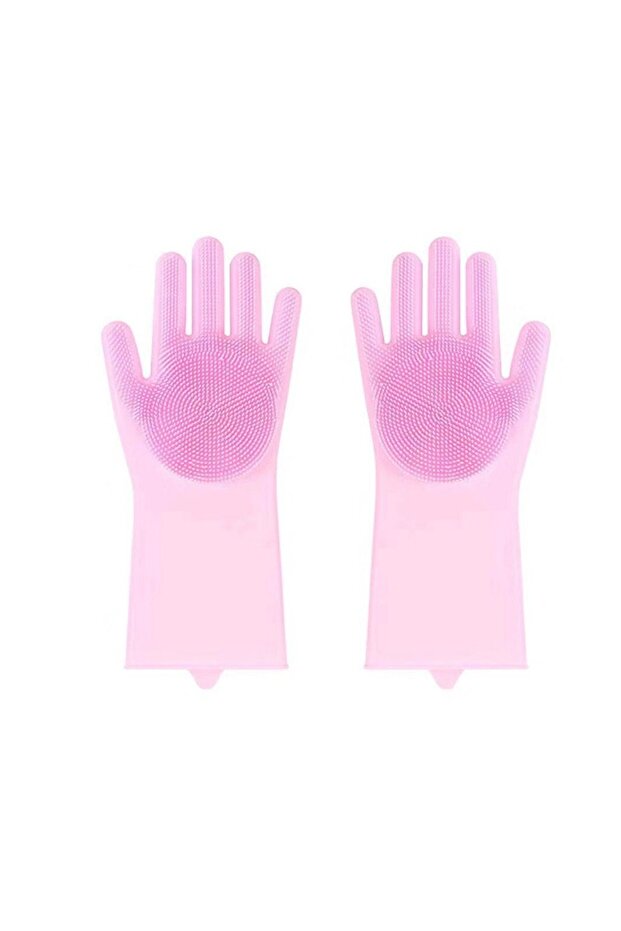 Pink Silicone Dishwashing Gloves with Eco Friendly Multi Purpose for Kitchen Pet Bath Car Cleaning W