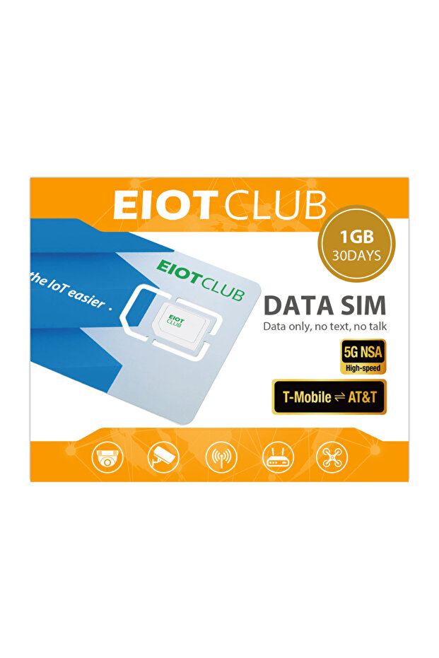 1GB 30DAY EIOTCLUB USA Prepaid SIM Card 1GB AT&T, T-Mobile, High Speed Network, Data-Only SIM for Ph