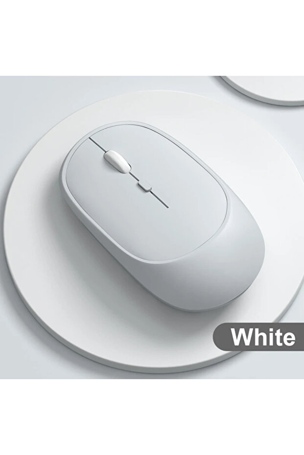 WHITE Wireless Mouse Rechargeable Mouse Gamer Dual Modes Bluetooth-compatible 2.4G USB Mute Mice For