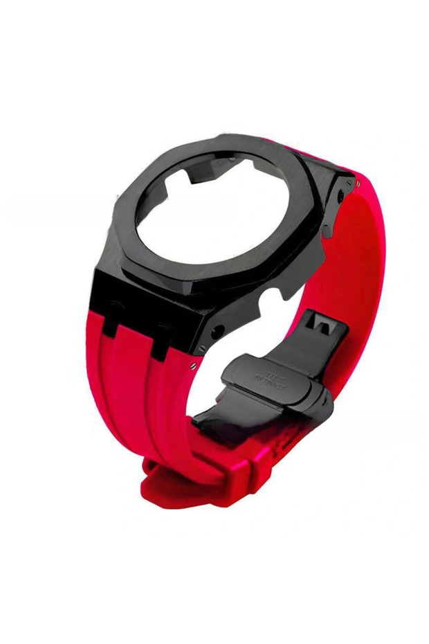 For GA2100 GAB2100 Black-red Modification Kit for Casioak GA2100 Mod Kits Metal Bezel Frame & Rubber