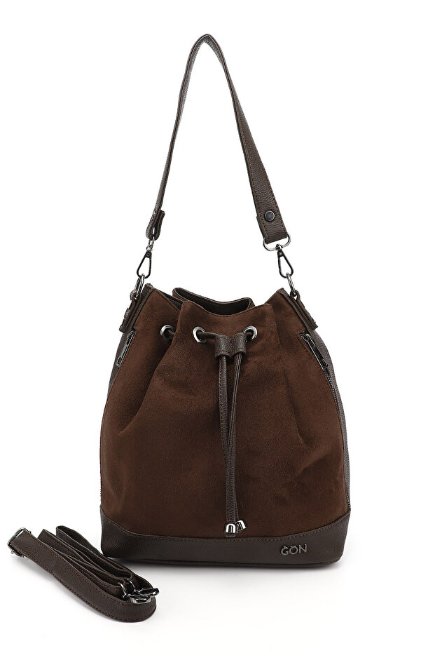 Women/Girls Brown Suede Drawstring Shoulder and Backpack