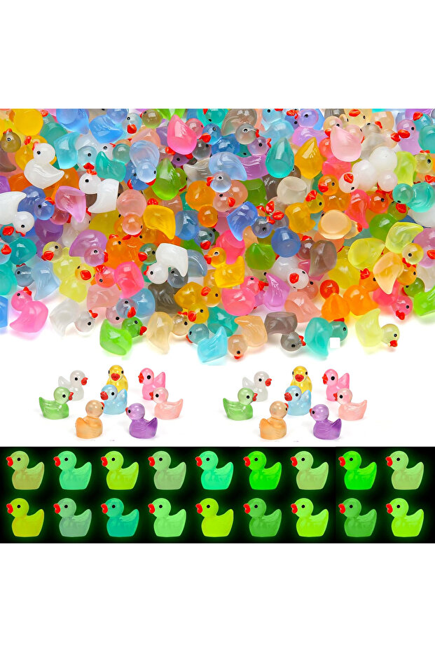 50pcs 50 Glow-in-the-Dark Mini Ducklings with Moss Micro Landscape, Fairy Garden Accessories, Home D