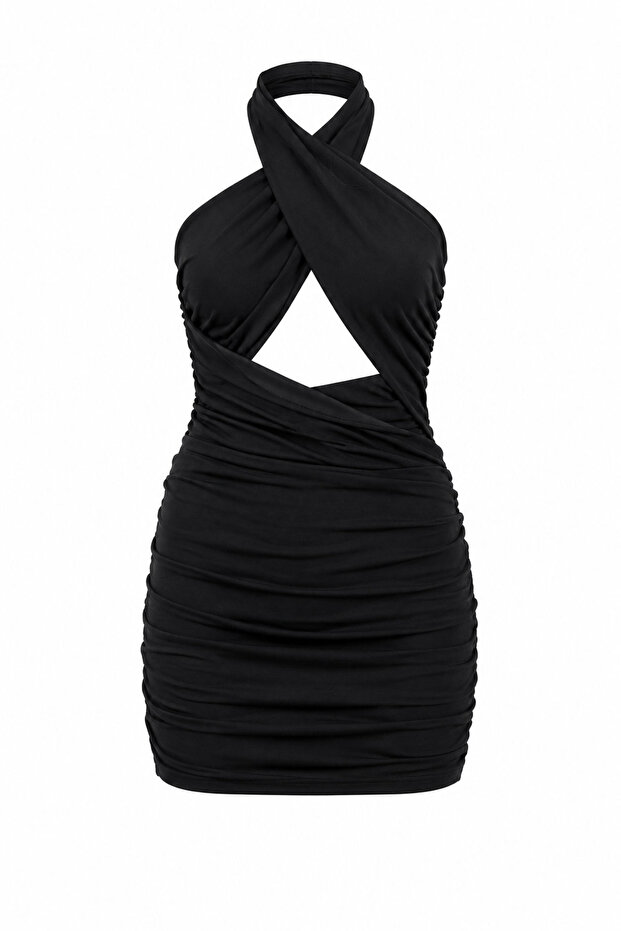 Tie and Side Gathered Dress