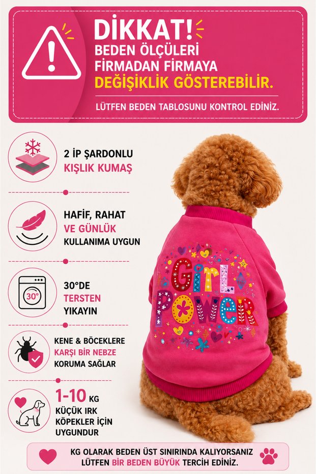 Small Breed Girl Power Dog Sweati Dog Outfit Cat Outfit (1-10kg)