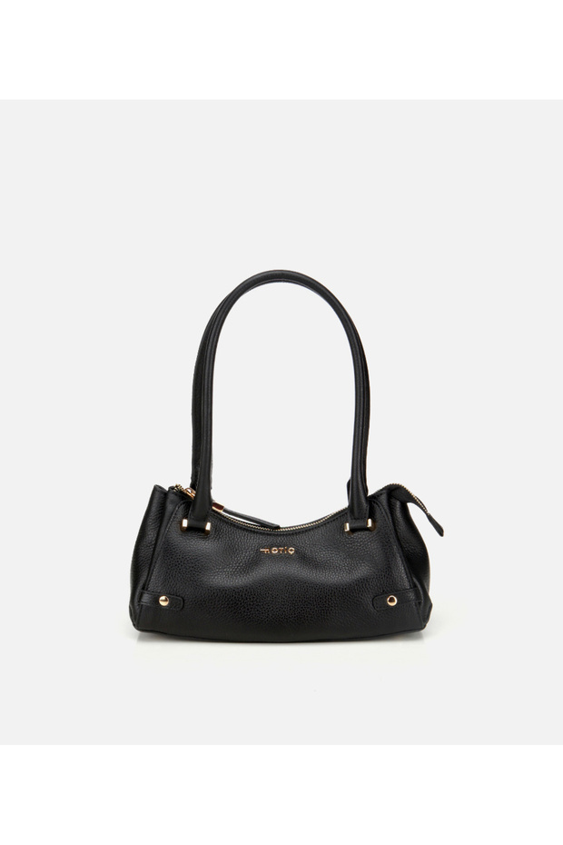 Women's Leather Black Bowling Shoulder Bag