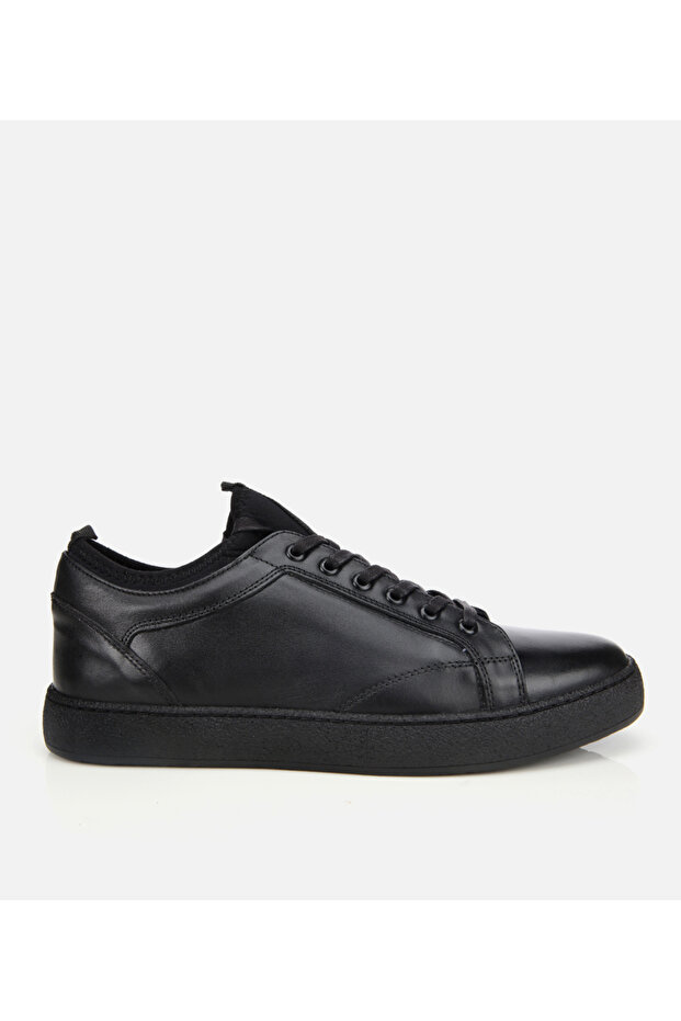 Men's Leather Black Soft Textured Casual Shoes
