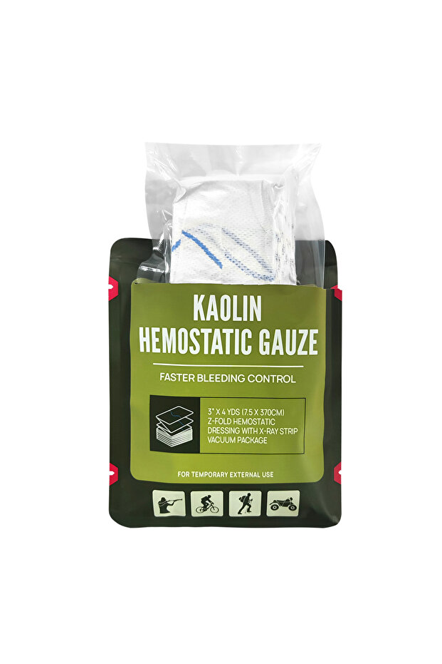 7.5x 370cm Hemostatic Kaolin Gauze Combat Emergency Trauma Z-Fold Soluble For Ifak Tactical First Ai