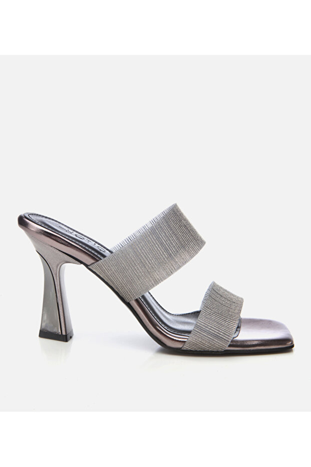 Women's Platinum Silvery Heeled Slippers
