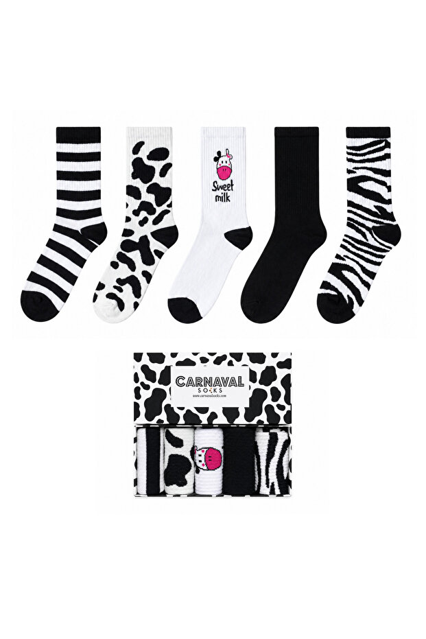 Box of 5 Milk Circles Patterned Sports Socks