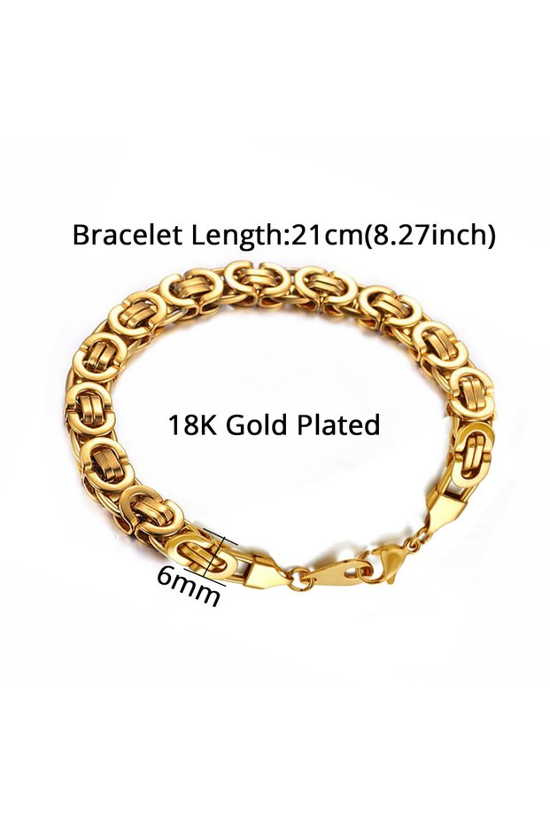 21cm Gold Color Newest 316L Stainless Steel Bracelet Men Women Wholelsale Wristband 4mm Gold Color M