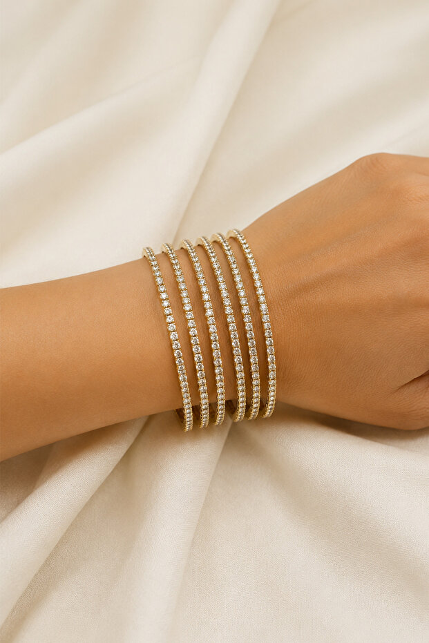 Gold Yellow Zircon Stone Multiple Spiral Bracelet