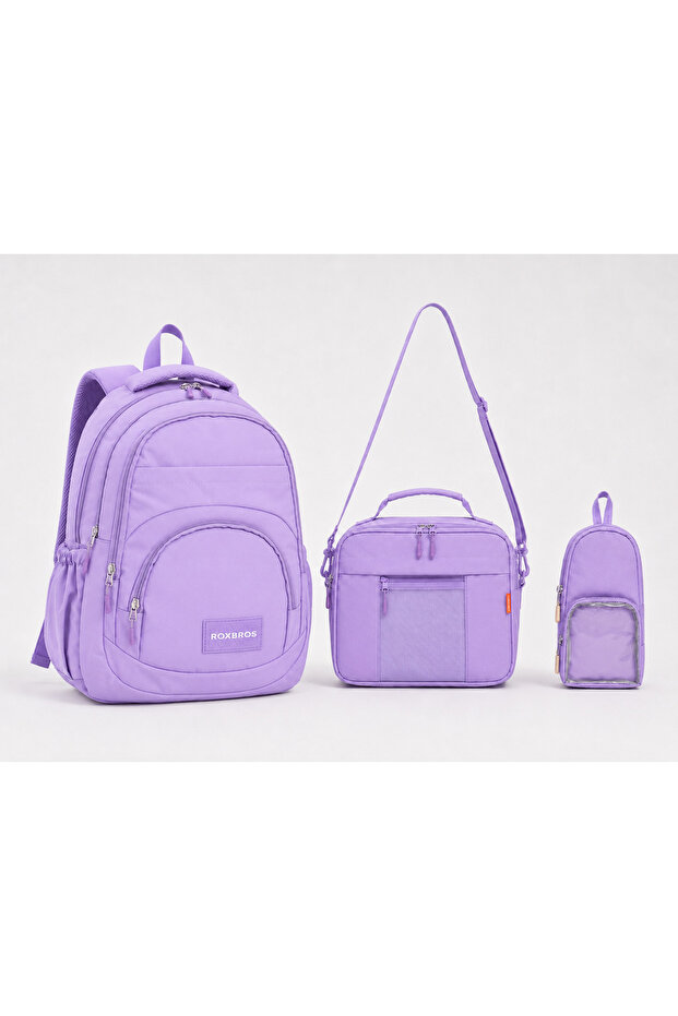 Multi-Pocket 3-Piece Girls' School Bag & Primary School Backpack with Lunch and Pencil Case