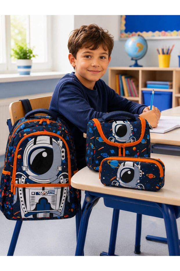 Tokyo Korean Figured 3-Piece Children's School Bag Set – Backpack and Lunchbox