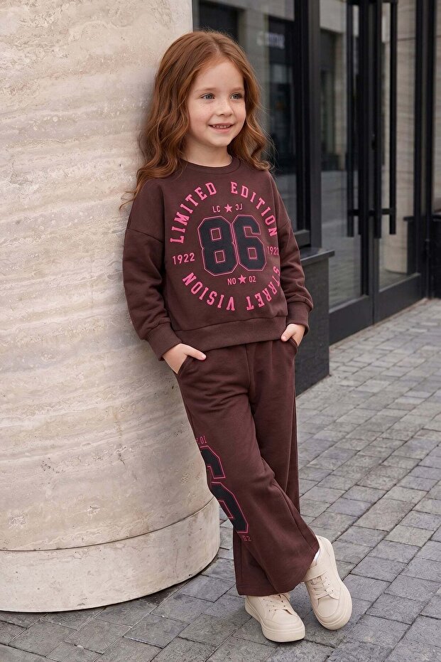 3 İplik 86 Printed Girls' 2-Piece Set