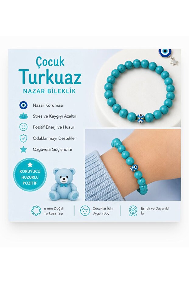 Children's Turquoise Natural Stone Bracelet – Stylish and Elegant Design