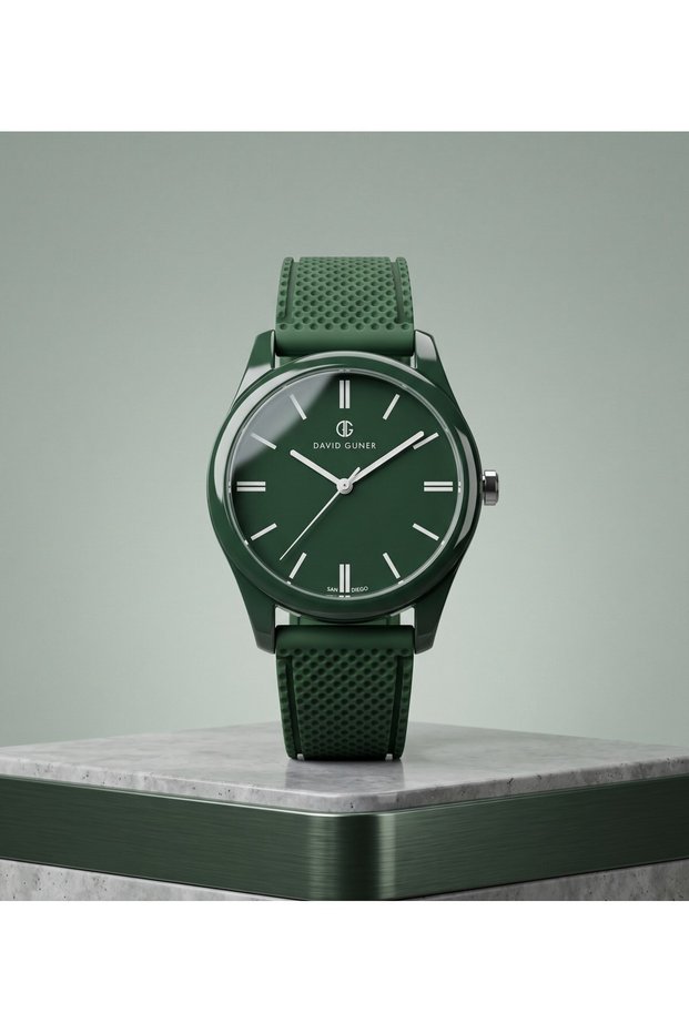 San Diego 39mm Unisex Green Silicone Band Sports Watch – Dark Green Casual Youth Style Wristwatch