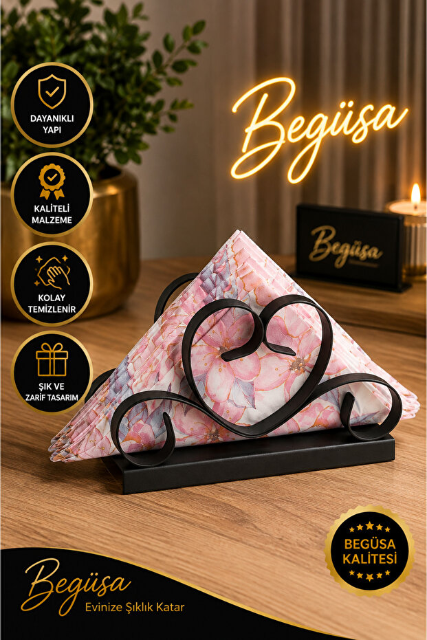 Heart Napkin Holder Black
