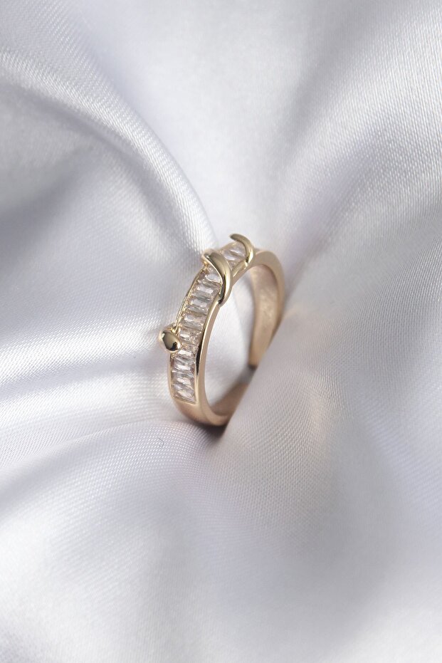 Brass Gold Color Waterway Zircon Stone Model Women's Ring