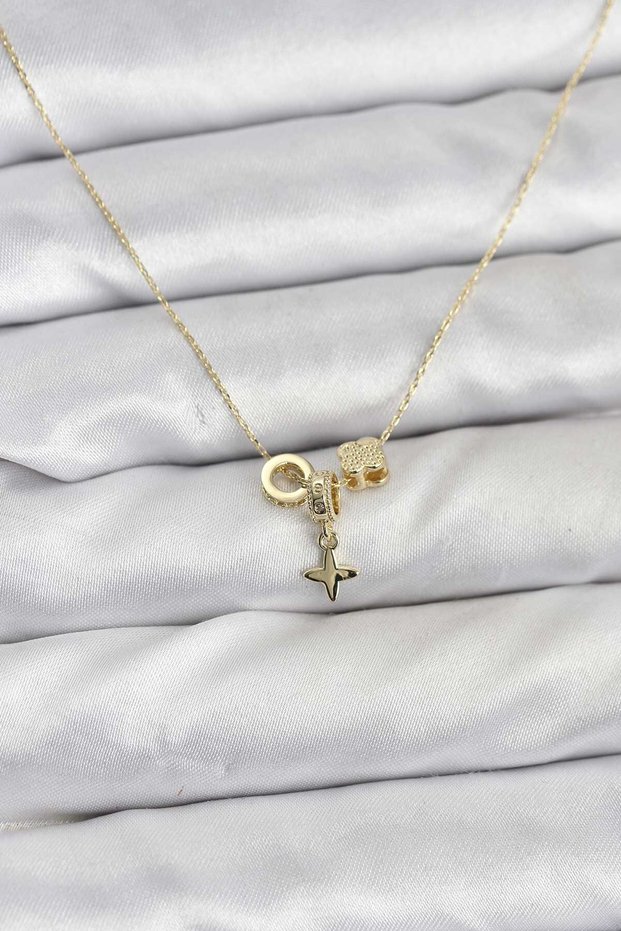 Gold Color Brass Minimal Charm Women's Necklace