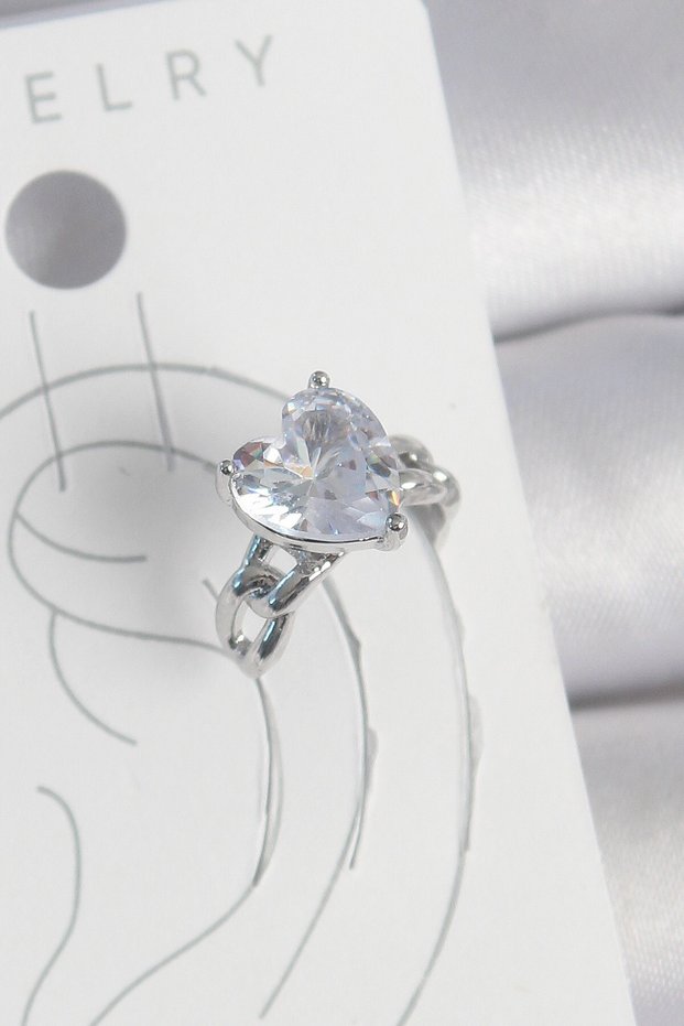 Brass Silver Color Zircon Stone Heart Model Women's Cartilage Earrings