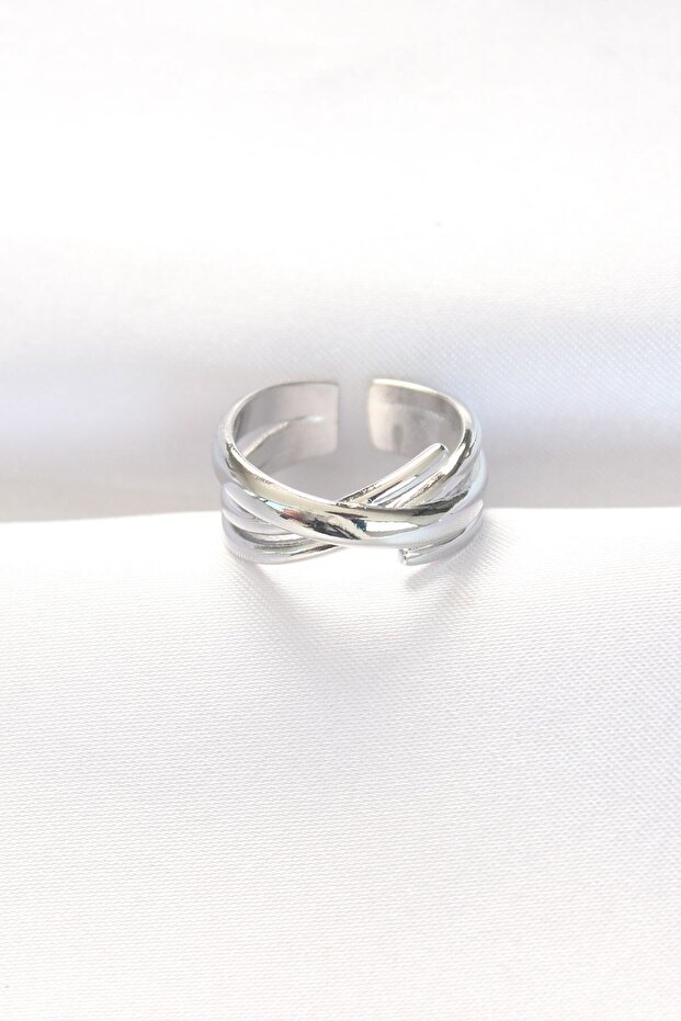 Thick Silver Color Adjustable Ring