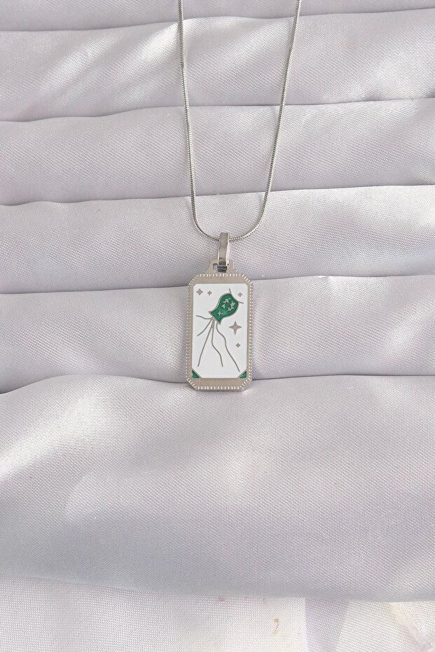 316L Steel Silver Color White Enamel Tarot Necklace