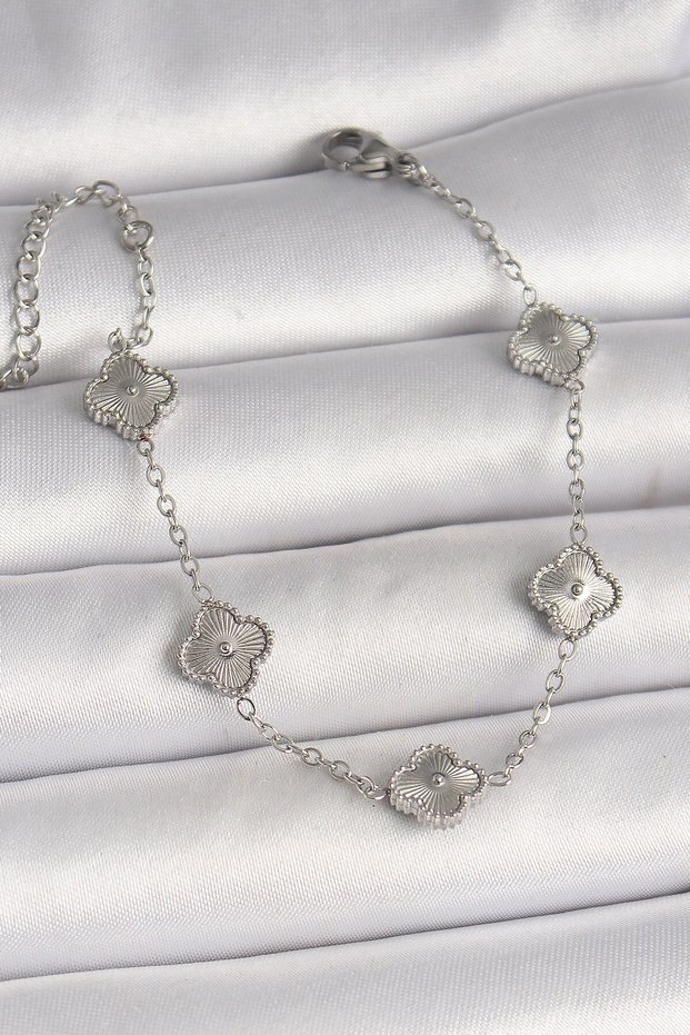 316L Steel Silver Color Engraved Baby Boy Clover Model Women's Bracelet