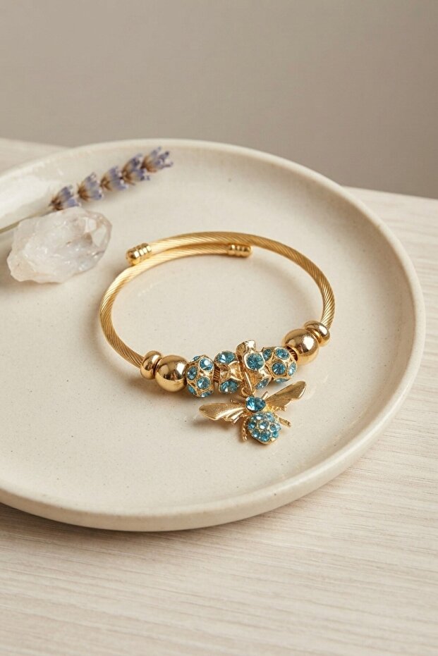 Blue Bee Model Gold Color Charm Bracelet