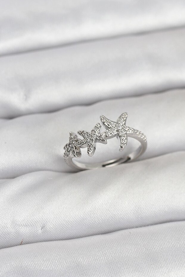Brass Star Model Silver Color Women's Ring
