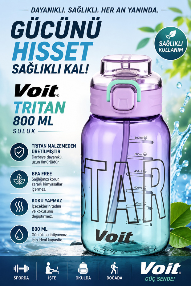Water Bottle (Drinking Bottle) Star Tritan Water Bottle / Blue-Green / 800ml 1Vtakst40080 / 096-800ml