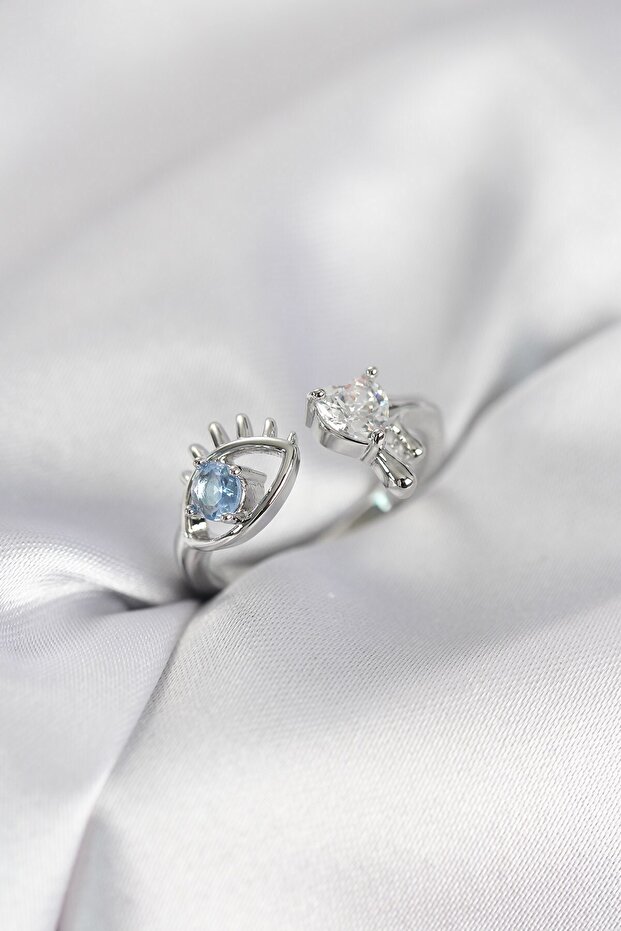 Tear Drop Model Silver Color Zircon Stone Women's Ring