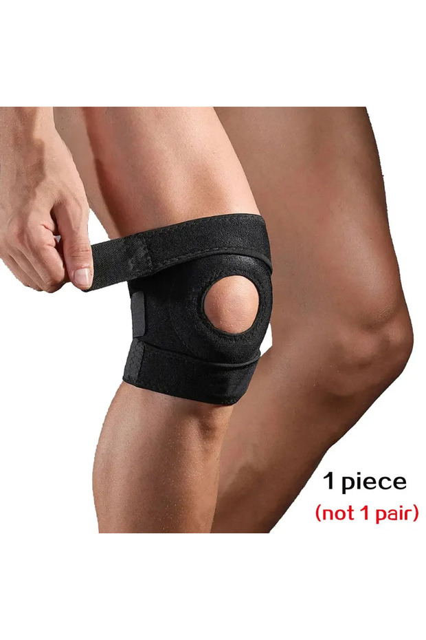 1 PCS Black 1 PCS Knee Support Brace with Open Patella Design and Adjustable Hook and Loop Closure f