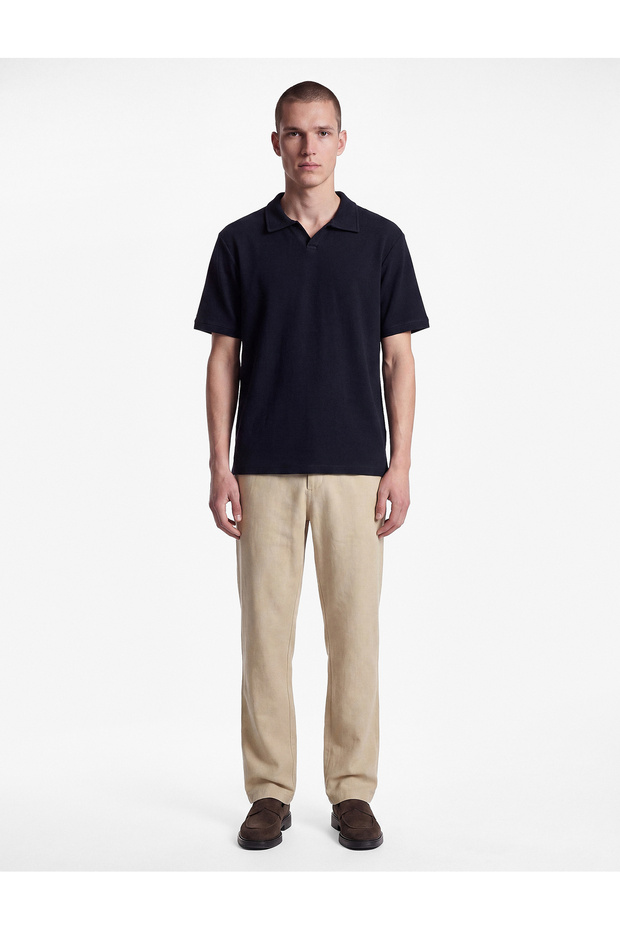 Regular Fit Short Sleeve Cotton Polo Neck T-Shirt