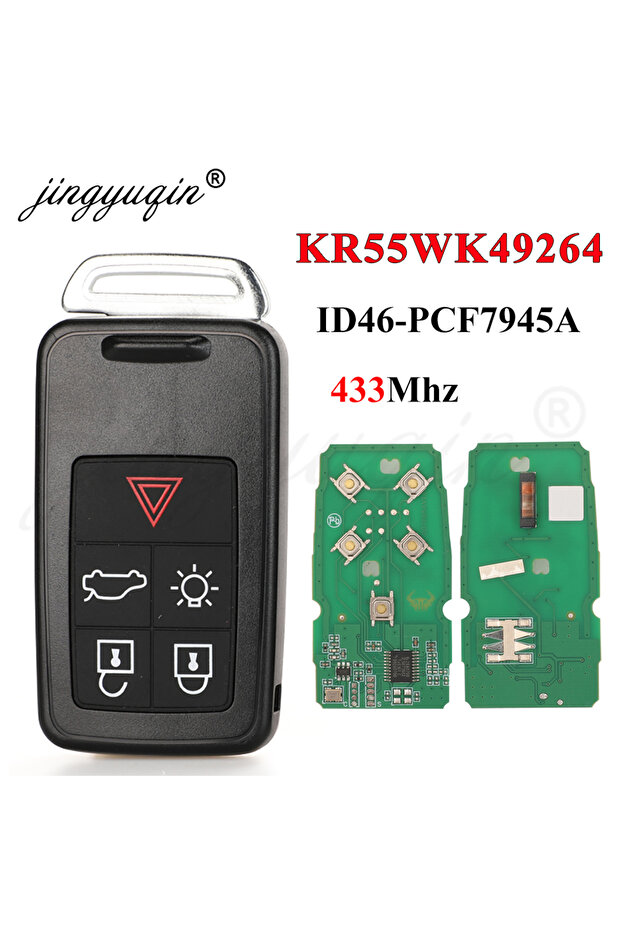 Jingyuqin 5 Button Remote Key Smart Car Key Fob 433Mhz ID46 Chip for Volvo XC60 S60 S60L V40 V60 S80