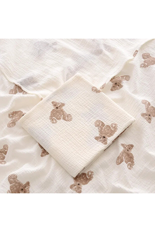 100X100cm C76-Bear 100X100cm Muslin Squares Baby Swaddle Blanket Newborn Diaper Bedding Cotton Strol