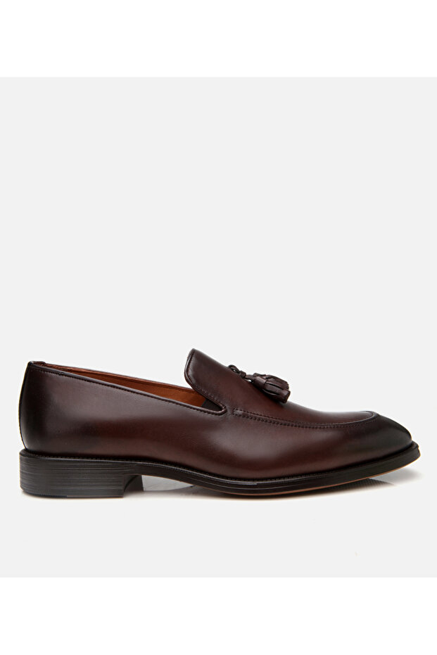 Men's Leather Brown Tassel Detailed Classic Loafer