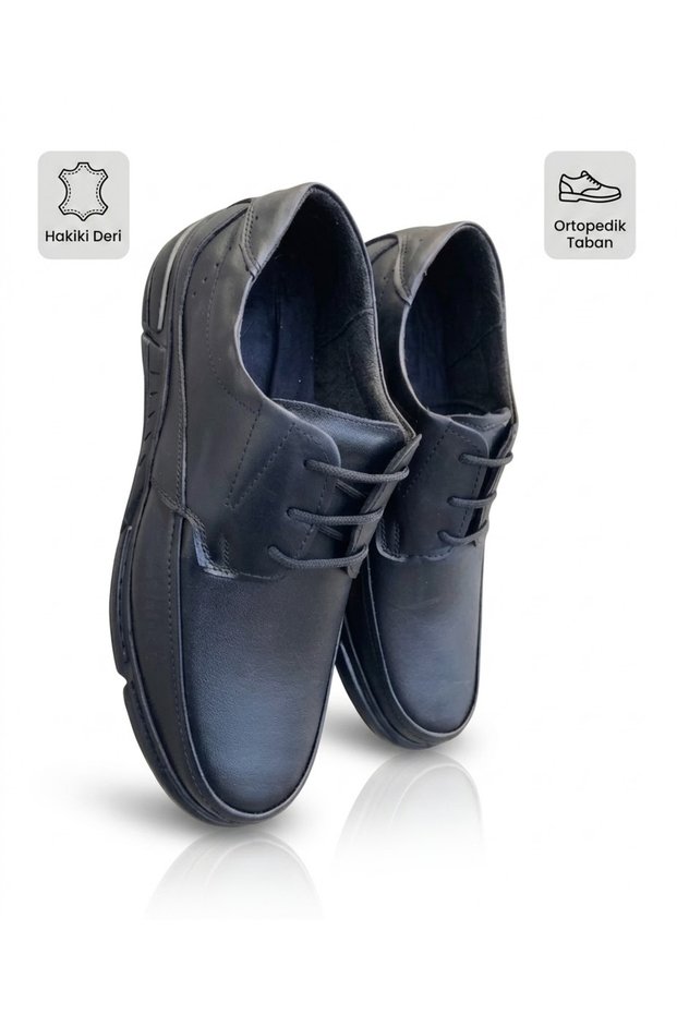 Men's Shoes 100% Genuine Leather Orthopedic Non-Slip Stitched Sole Comfort