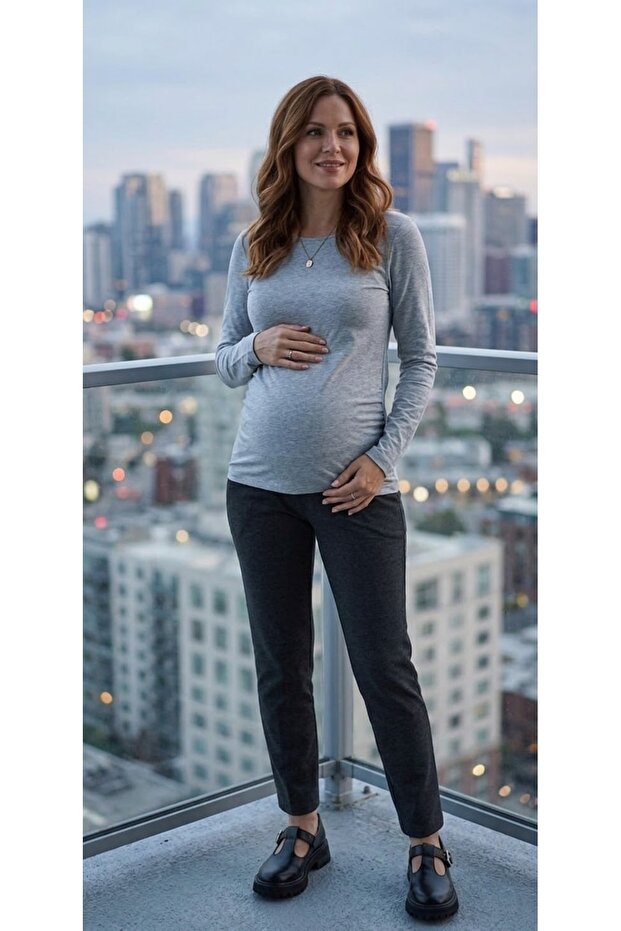 Winter Maternity Waist Adjustable Anthracite Work Trousers
