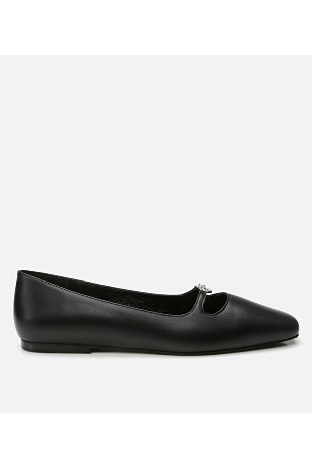 Women's Leather Mary Jane Black Ballerinas