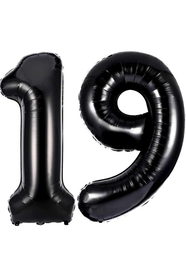 Black 19 Number Foil Balloon 80 cm
