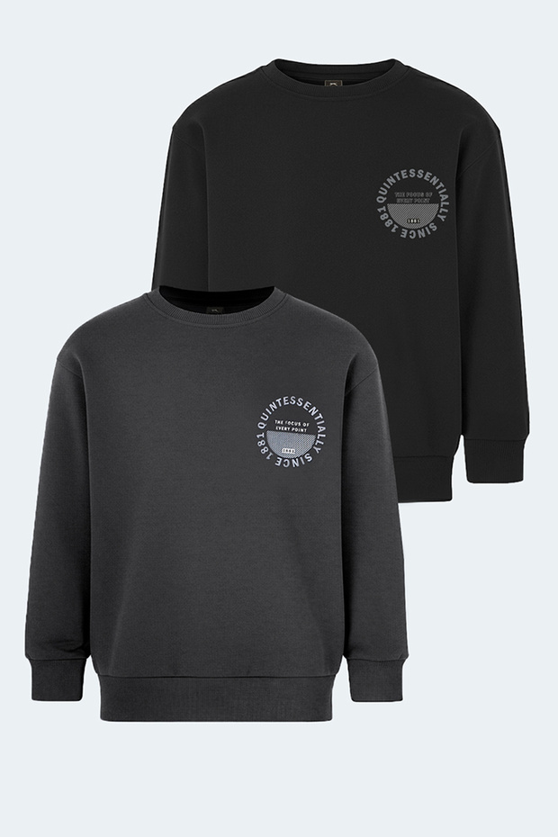 Lone Set of 2 Unisex Kids Black - Dark Gray Sweatshirts