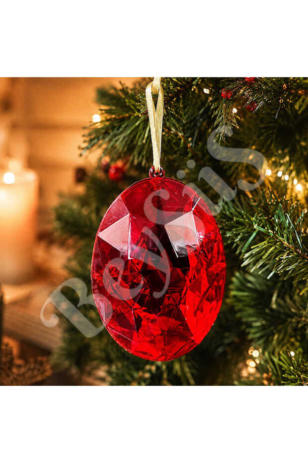 Christmas Pine Tree Ornament Crystal Oval Cut Ruby Red