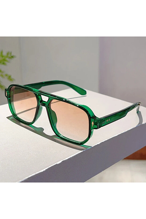 as picture shows cg-gradient pink KAMMPT Vintage Rectagnle Sunglasses Men Fashion Double Bridge Squa