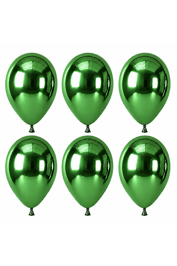 Green Color Latex Chrome Balloon (30 cm) - 6 Pieces