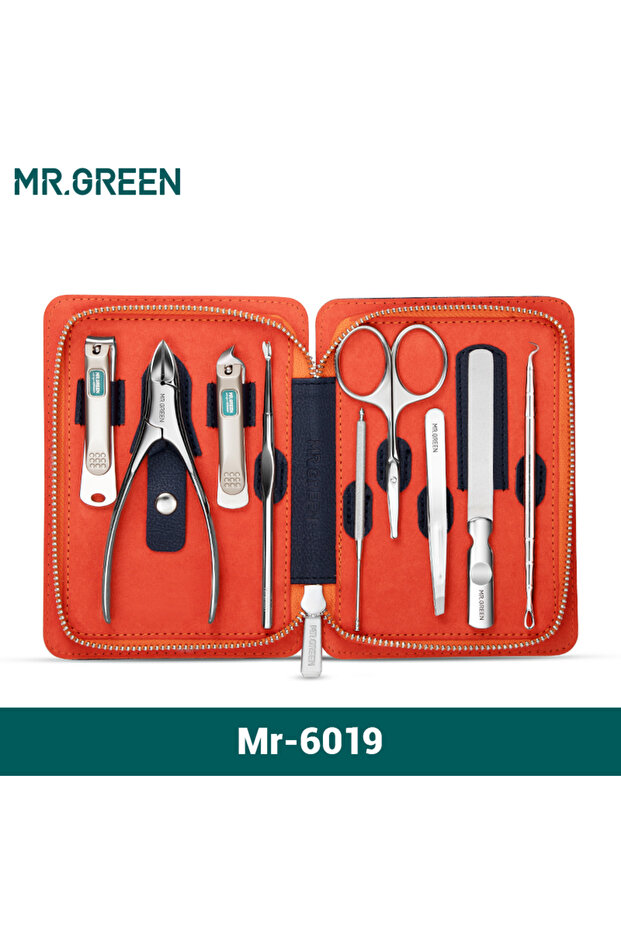 MR.GREEN طقم مانيكير MR.GREEN 9 في 1، طقم عملي احترافي مع حافظة جلدية من الفولاذ المقاوم للصدأ