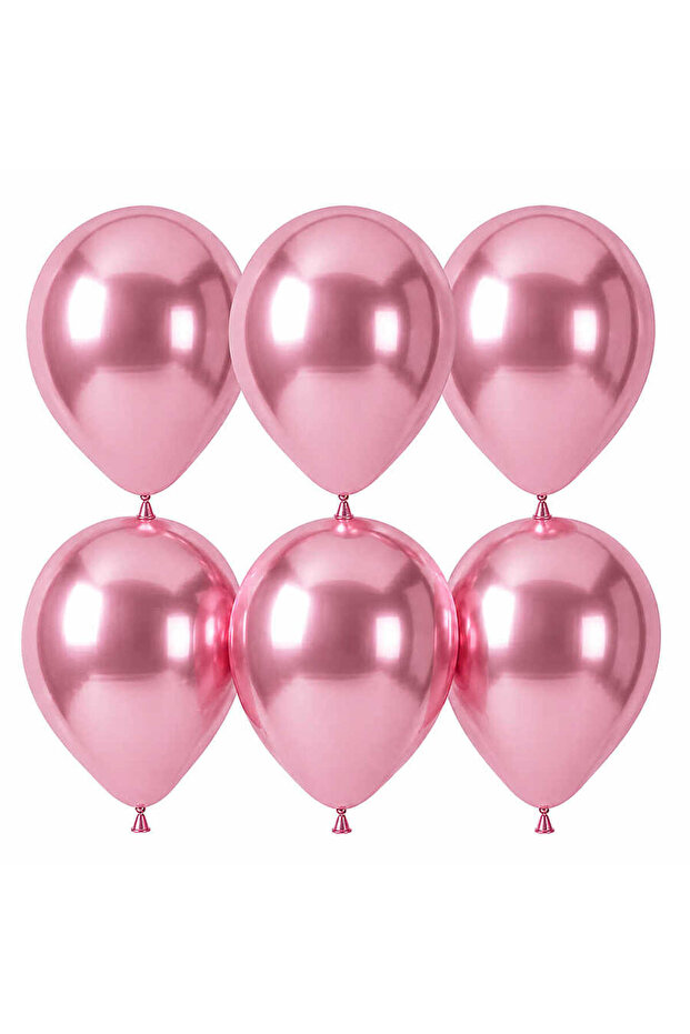 Light Pink Color Latex Chrome Balloon (30 cm) - 6 Pieces